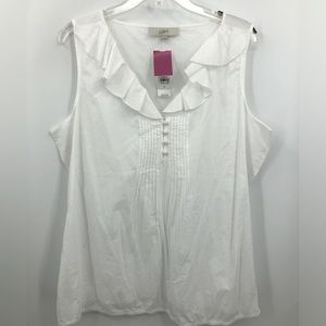 XL (NWT) LOFT White Ruffle Blouse